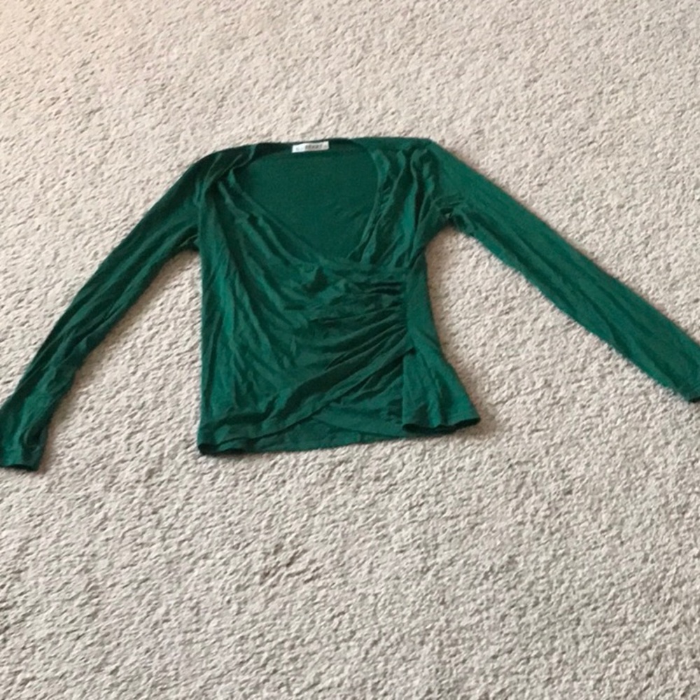 Green wrap long sleeve top
